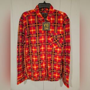 Vintage 1946 Brushed Fleece Mens Large Zip-Up Shirt Jacket Plaid Print Soft NWT